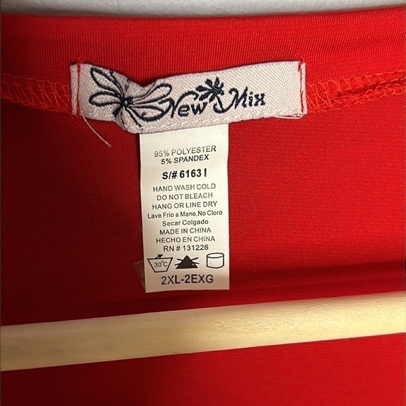 NEW MIX BRIGHT RED SHORT SLEEVE SCOOP NECK BLOUSE 2XL - Picture 3 of 5